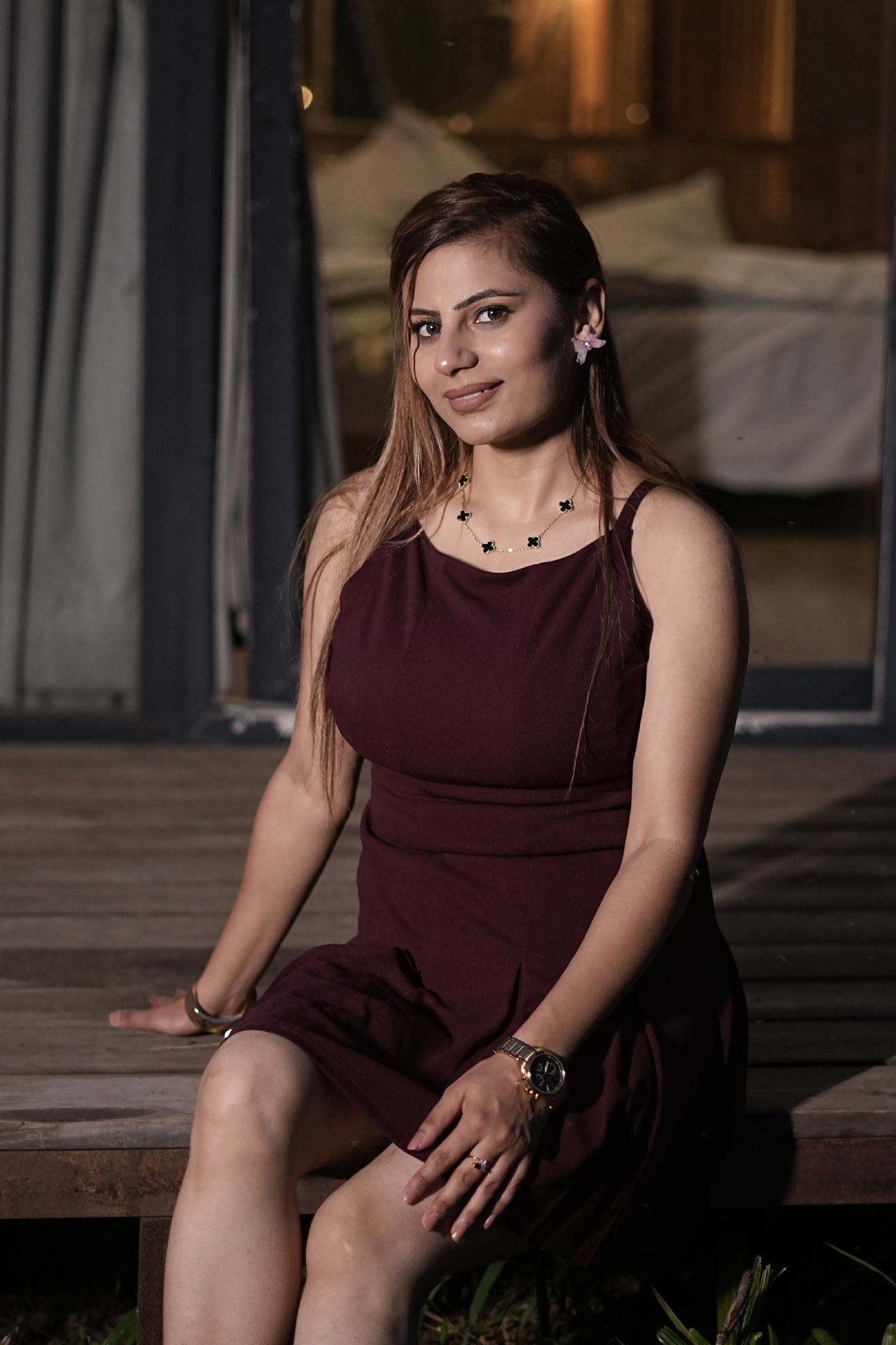Berry Blaze Fit & Flare Dress – Wine