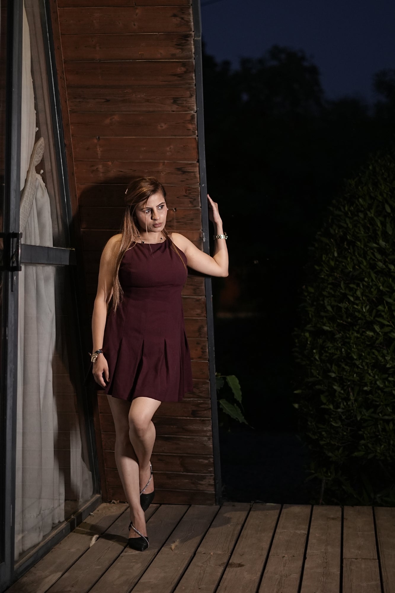 Berry Blaze Fit & Flare Dress – Wine