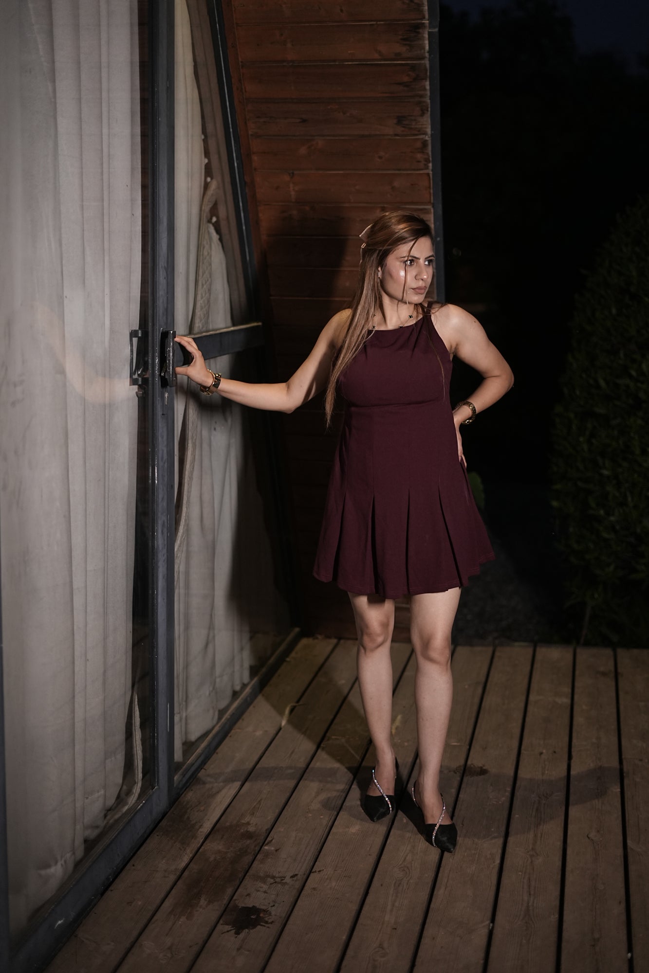 Berry Blaze Fit & Flare Dress – Wine