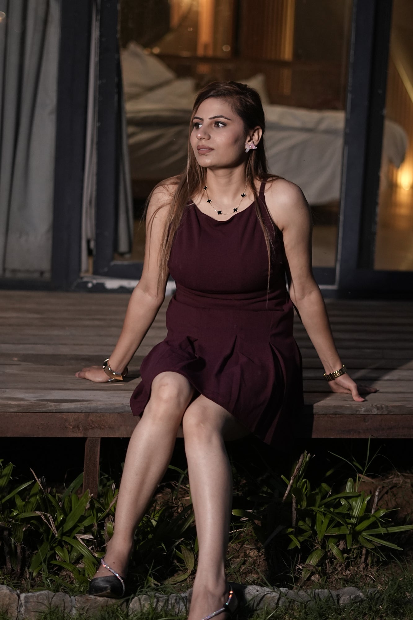 Berry Blaze Fit & Flare Dress – Wine