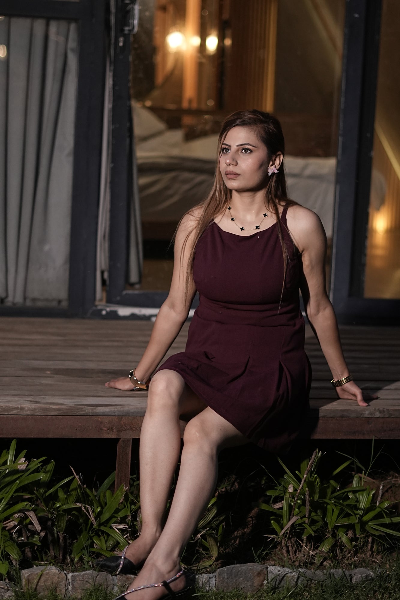 Berry Blaze Fit & Flare Dress – Wine