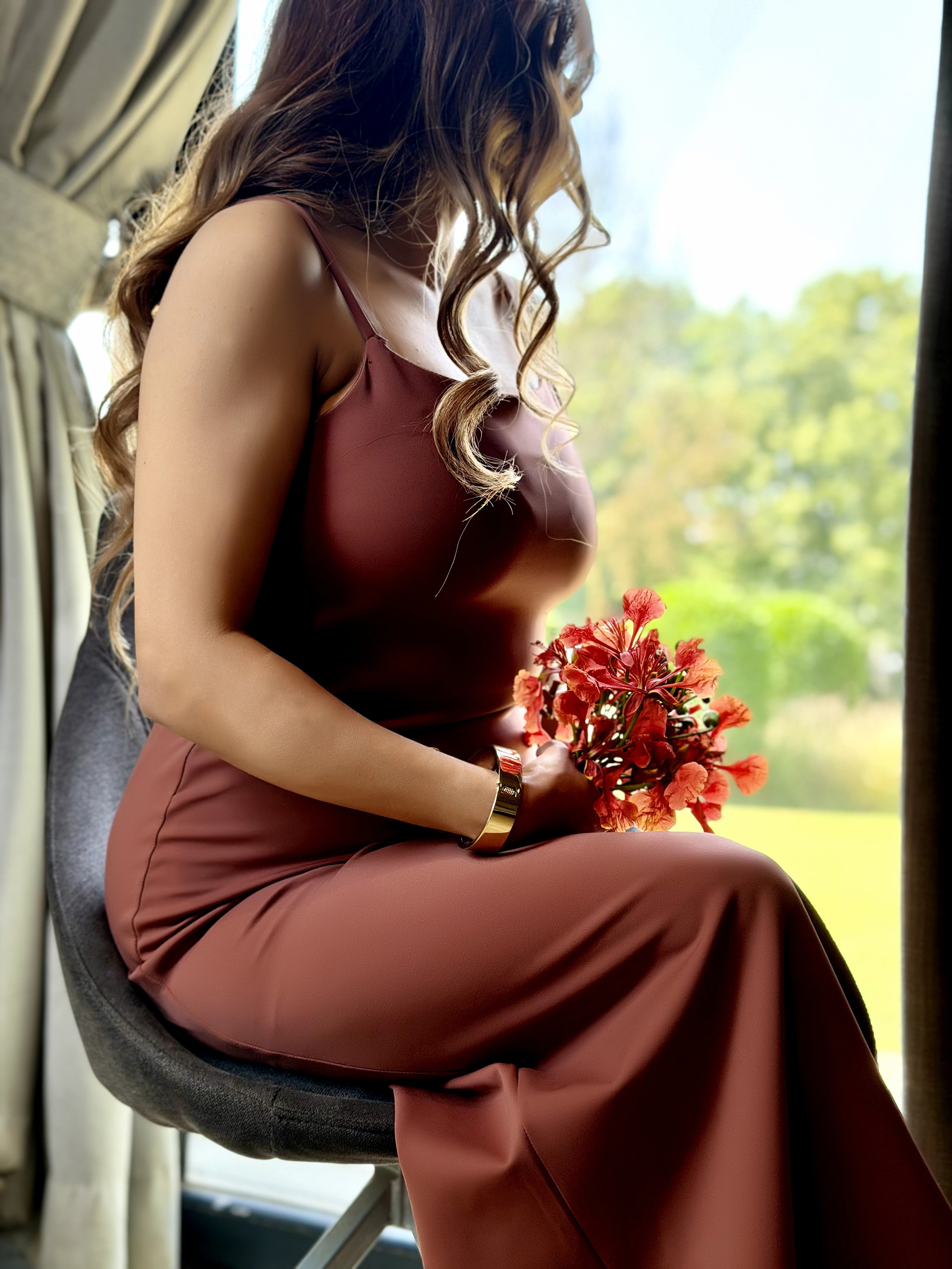 Elara Cocoa Bodycon Long Dress