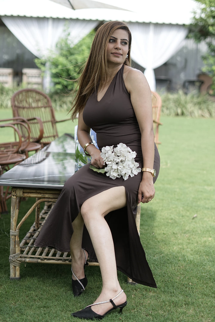 Brown Sugar Halter Midi Dress