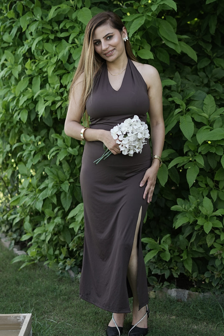 Brown Sugar Halter Midi Dress