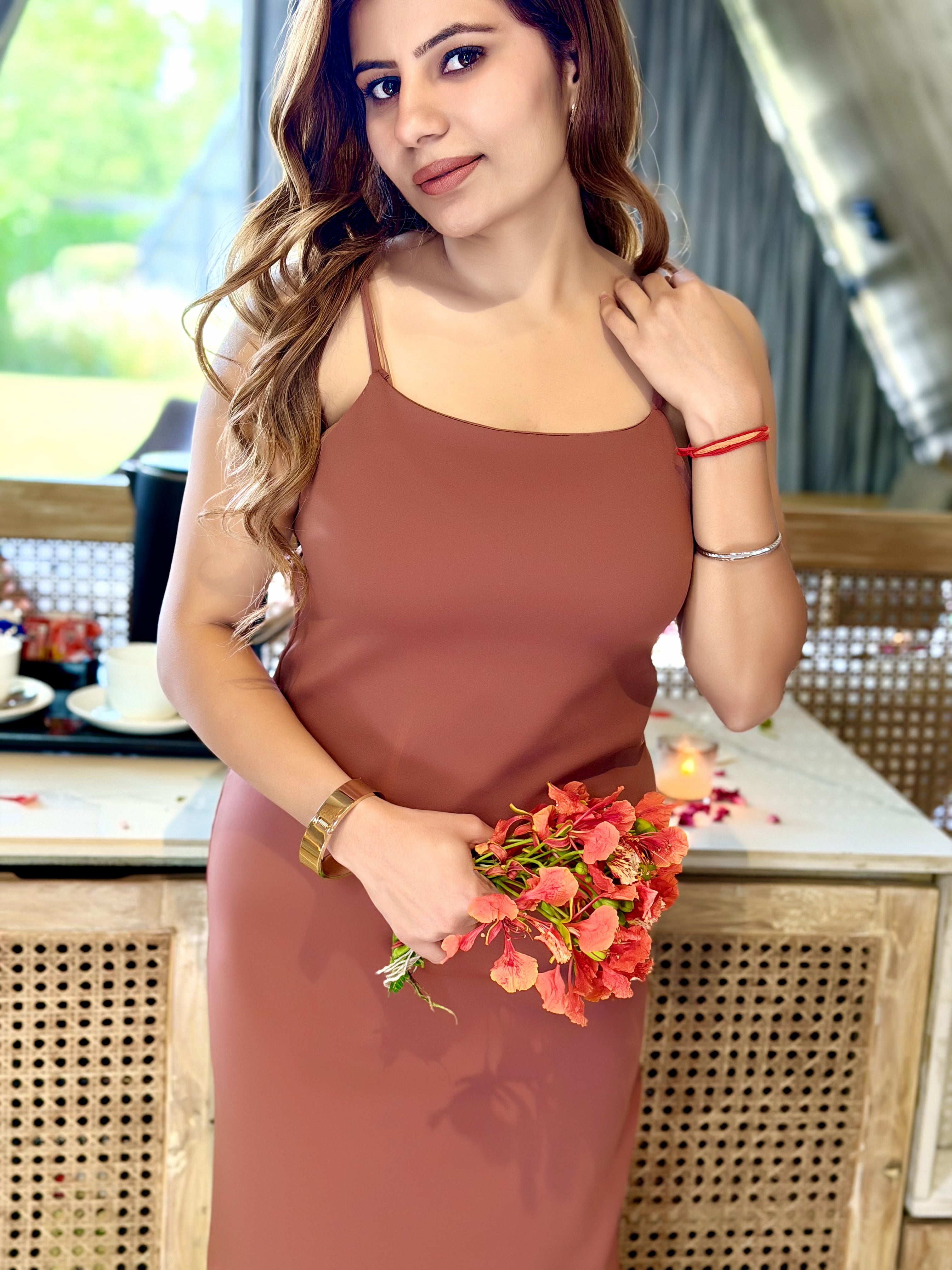 Elara Cocoa Bodycon Long Dress