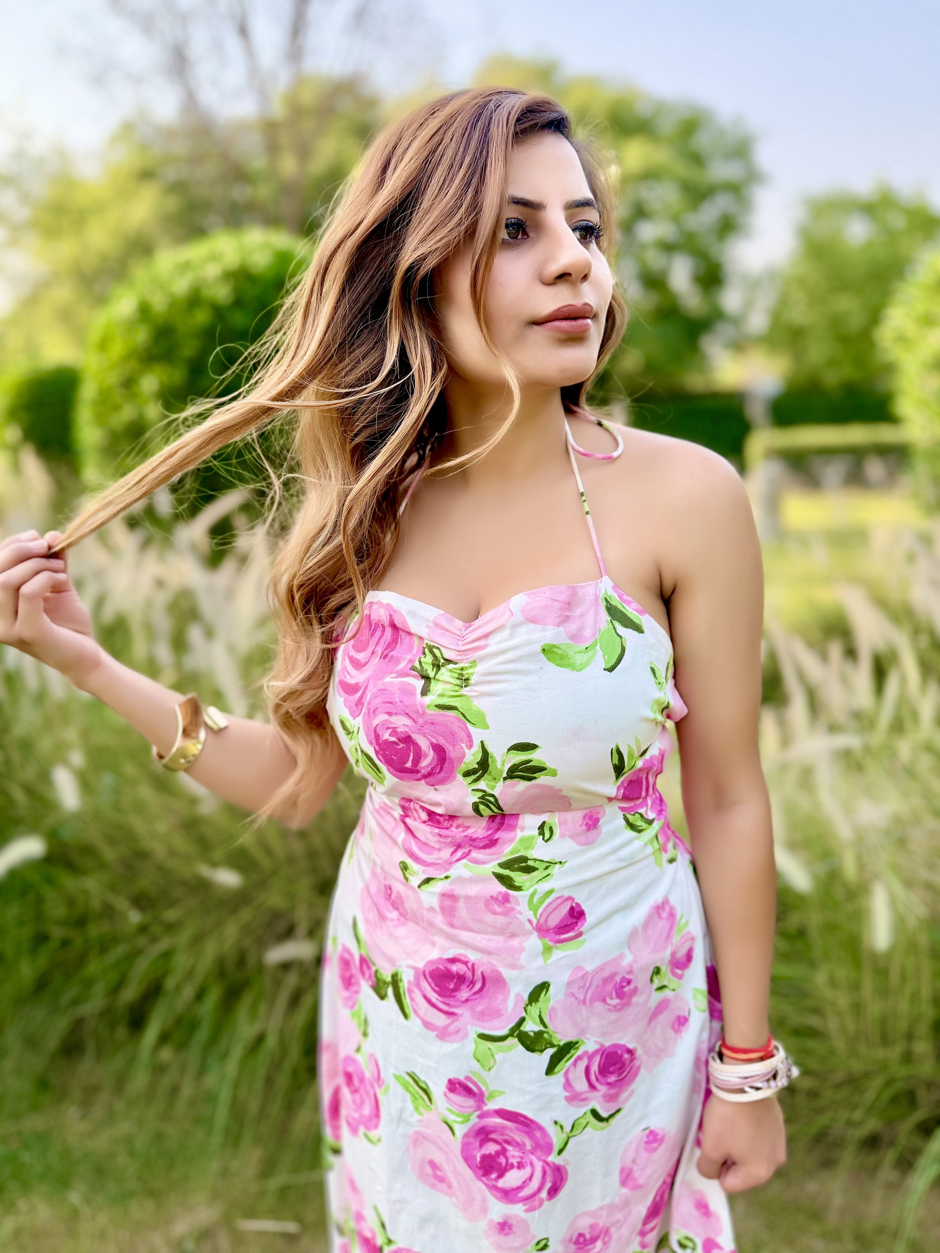 Rose line Backless Dress